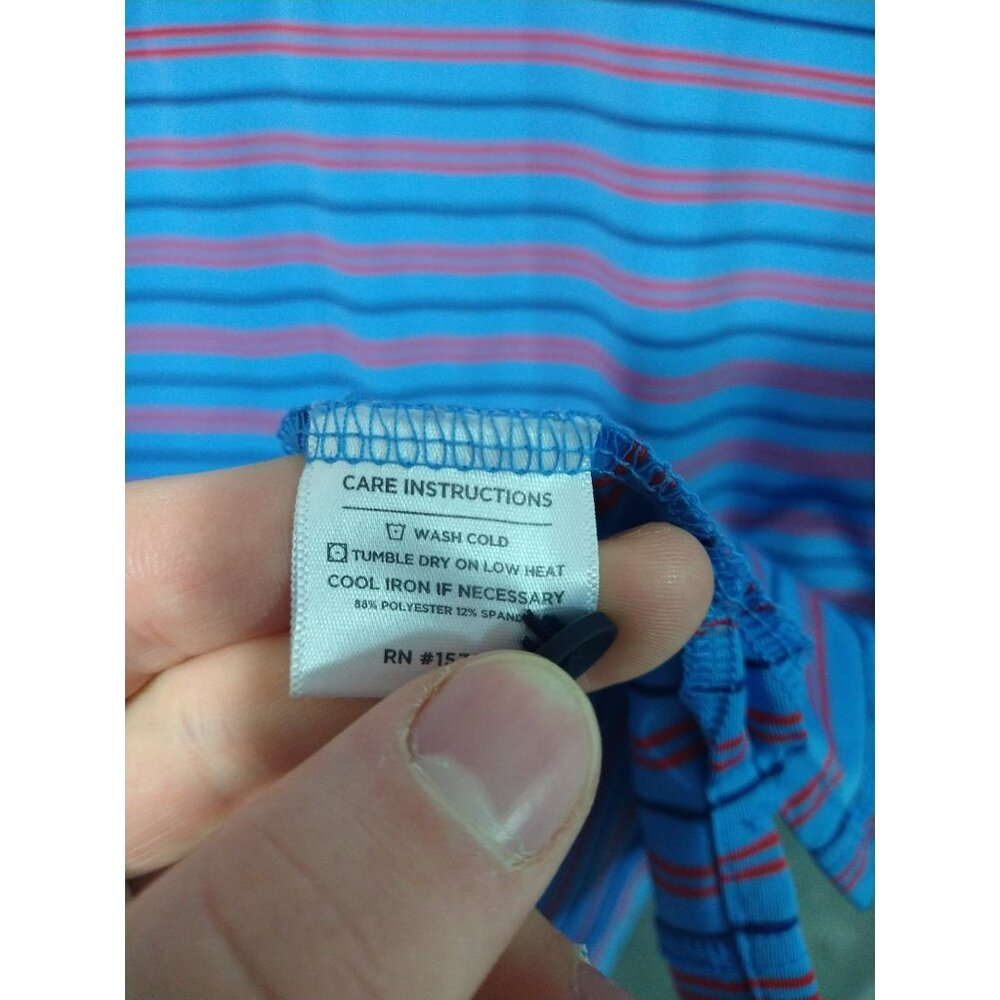Mizzen Main Shirt Mens 2XL Blue Striped Versa Polo Short Sleeve Golf Preppy - Picture 6 of 8